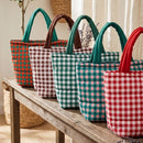 MB0377T Gingham Quilted Puffer Tote Bag - MiMi Wholesale