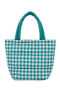 MB0377T Gingham Quilted Puffer Tote Bag - MiMi Wholesale