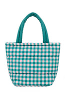 MB0377T Gingham Quilted Puffer Tote Bag - MiMi Wholesale