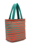 MB0377T Gingham Quilted Puffer Tote Bag - MiMi Wholesale