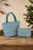 MB0377T Gingham Quilted Puffer Tote Bag - MiMi Wholesale