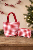 MB0377T Gingham Quilted Puffer Tote Bag - MiMi Wholesale