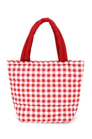 MB0377T Gingham Quilted Puffer Tote Bag - MiMi Wholesale