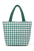 MB0377T Gingham Quilted Puffer Tote Bag - MiMi Wholesale