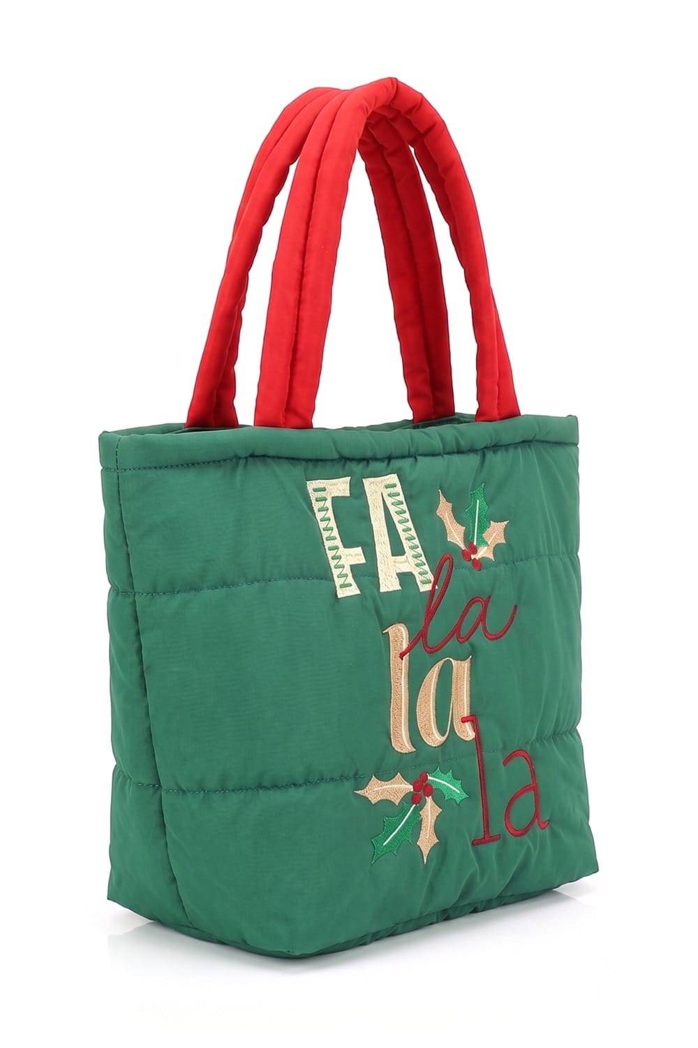 MB0379 Fa La La Christmas Quilted Puffer Tote Bag - MiMi Wholesale
