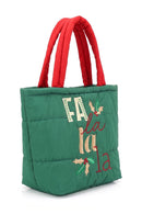 MB0379 Fa La La Christmas Quilted Puffer Tote Bag - MiMi Wholesale