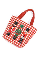 MB0381 Three Nutcrackers Gingham Tote Bag - MiMi Wholesale