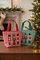 MB0381 Three Nutcrackers Gingham Tote Bag - MiMi Wholesale