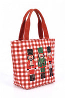 MB0381 Three Nutcrackers Gingham Tote Bag - MiMi Wholesale