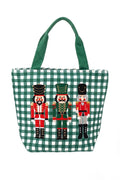 MB0381 Three Nutcrackers Gingham Tote Bag - MiMi Wholesale