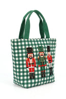 MB0381 Three Nutcrackers Gingham Tote Bag - MiMi Wholesale