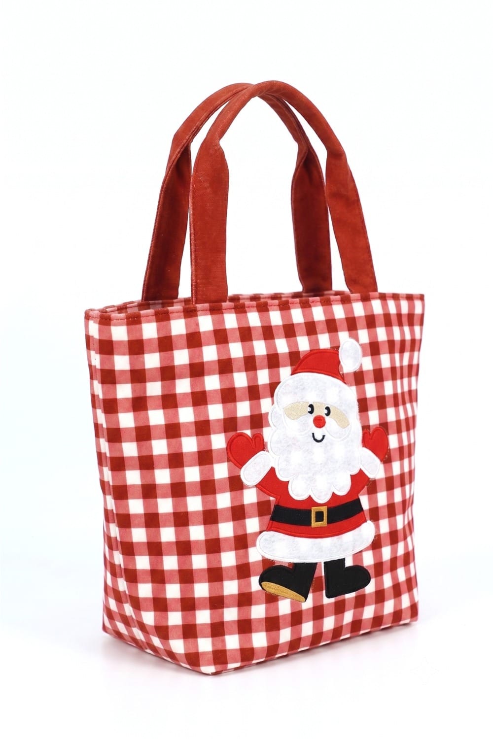 MB0382 Santa Gingham Tote Bag - MiMi Wholesale