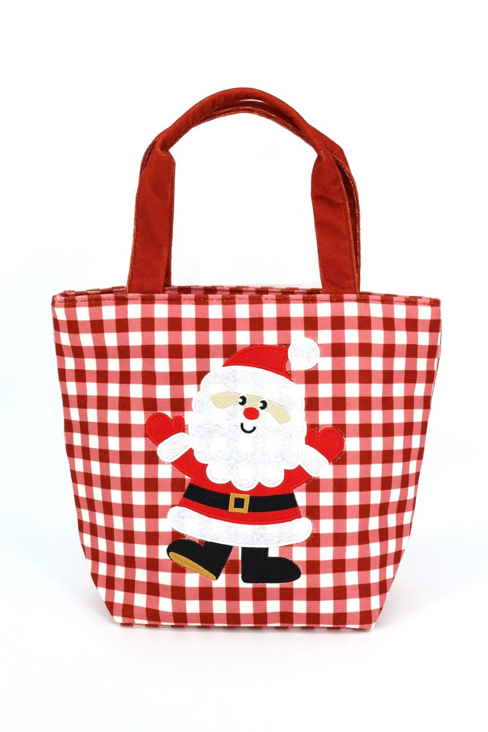 MB0382 Santa Gingham Tote Bag - MiMi Wholesale