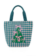 MB0383 Pink Bow Tree Gingham Tote Bag - MiMi Wholesale