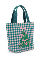 MB0383 Pink Bow Tree Gingham Tote Bag - MiMi Wholesale