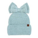 MBE0104 Messy Bun Bow With Sequins Beanie - MiMi Wholesale