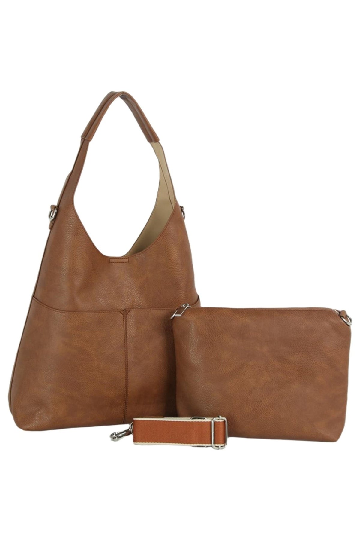 ME-0028-M Audrey Curved Seam Hobo Bag with Pouch - MiMi Wholesale