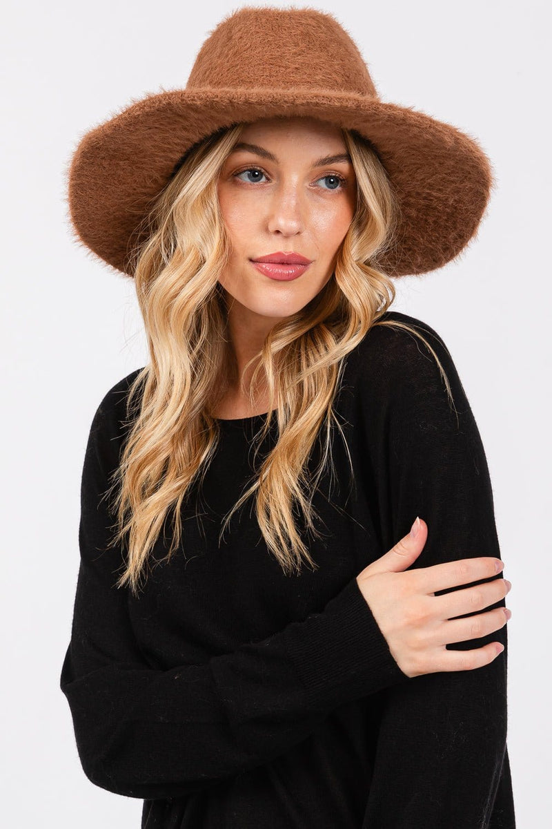 MH0172 Fuzzy Fedora Hat - MiMi Wholesale