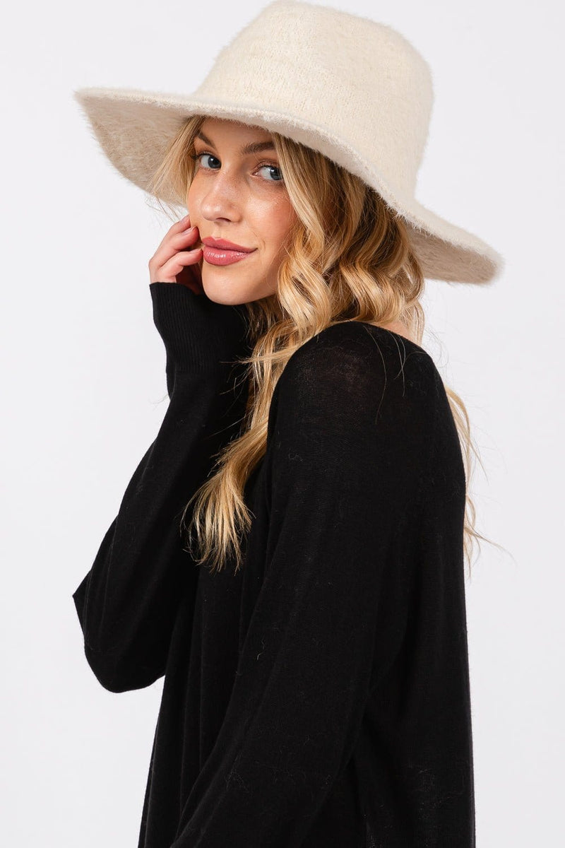 MH0172 Fuzzy Fedora Hat - MiMi Wholesale