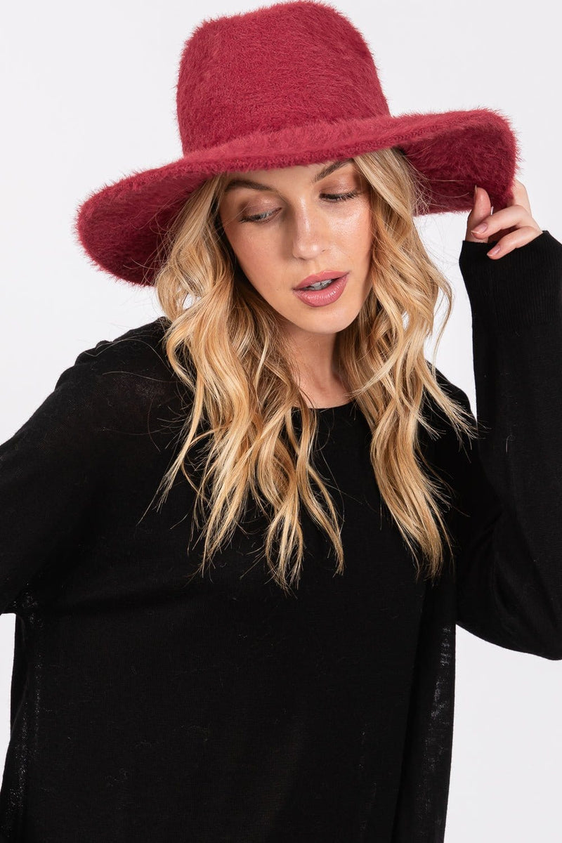 MH0172 Fuzzy Fedora Hat - MiMi Wholesale