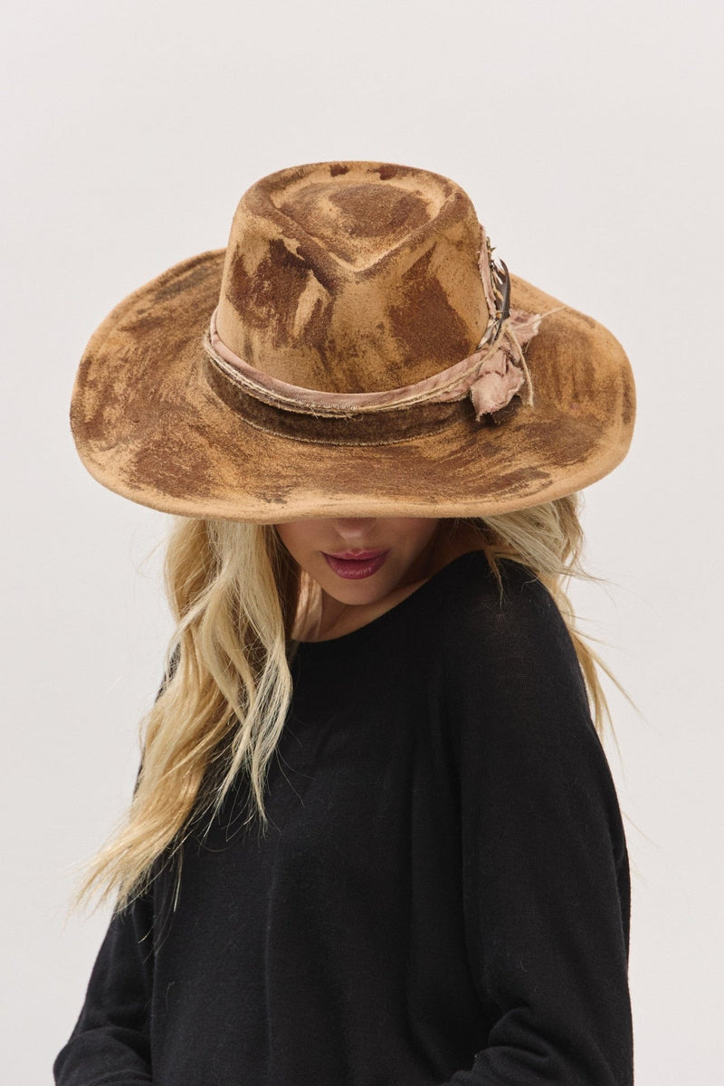 MH0235 Caroline 2 in 1 Rustic Cowgirl/Fedora Hat - MiMi Wholesale