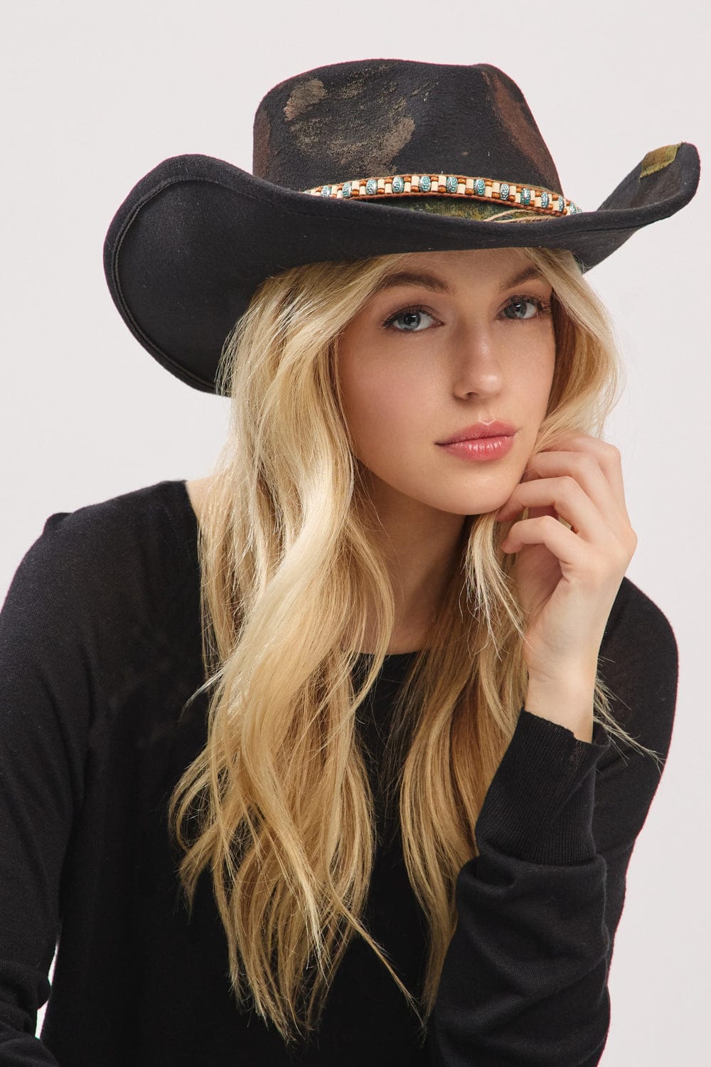 MH0236 Patrice 2 in 1 Rustic Cowgirl/Fedora Hat - MiMi Wholesale