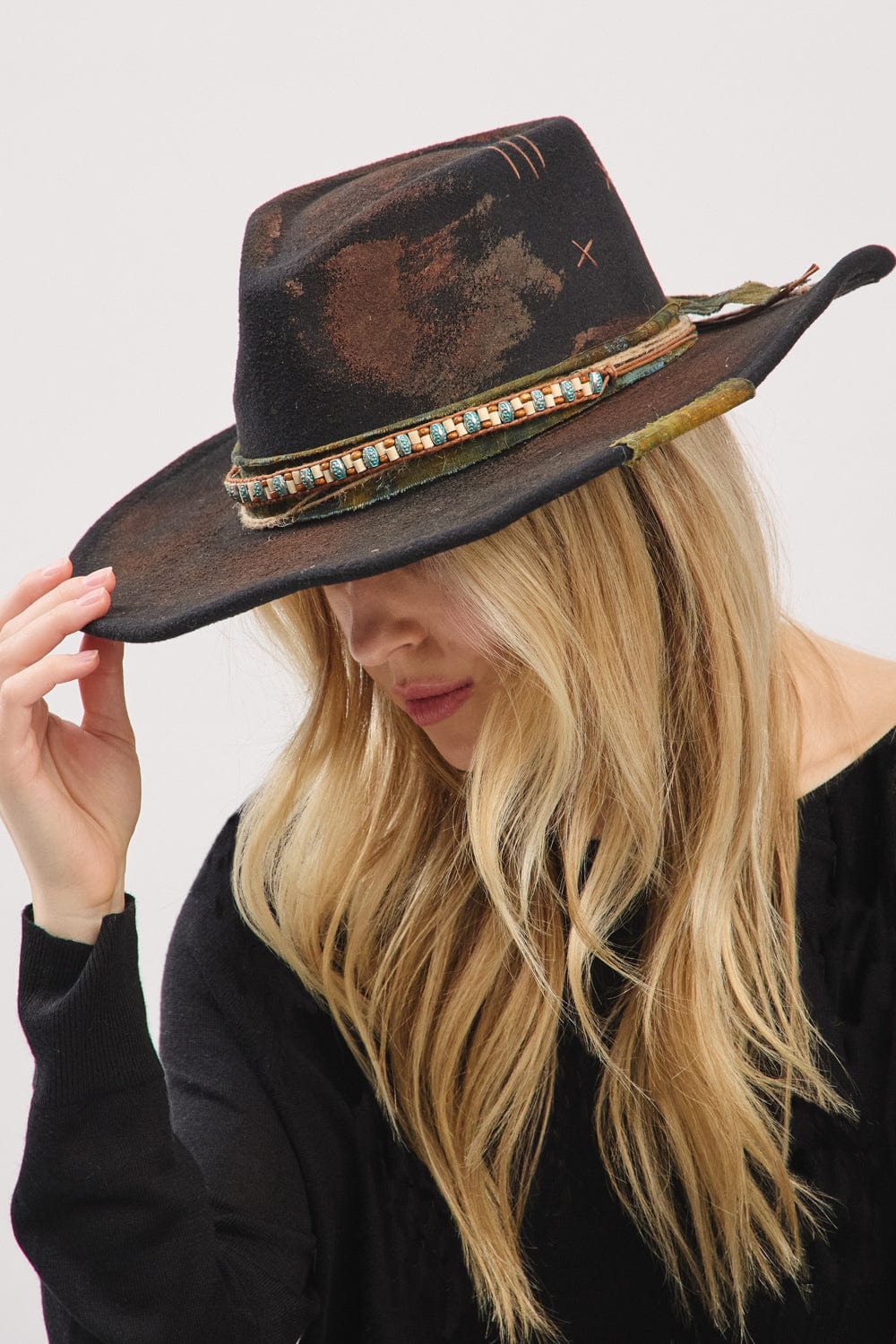 MH0236 Patrice 2 in 1 Rustic Cowgirl/Fedora Hat - MiMi Wholesale