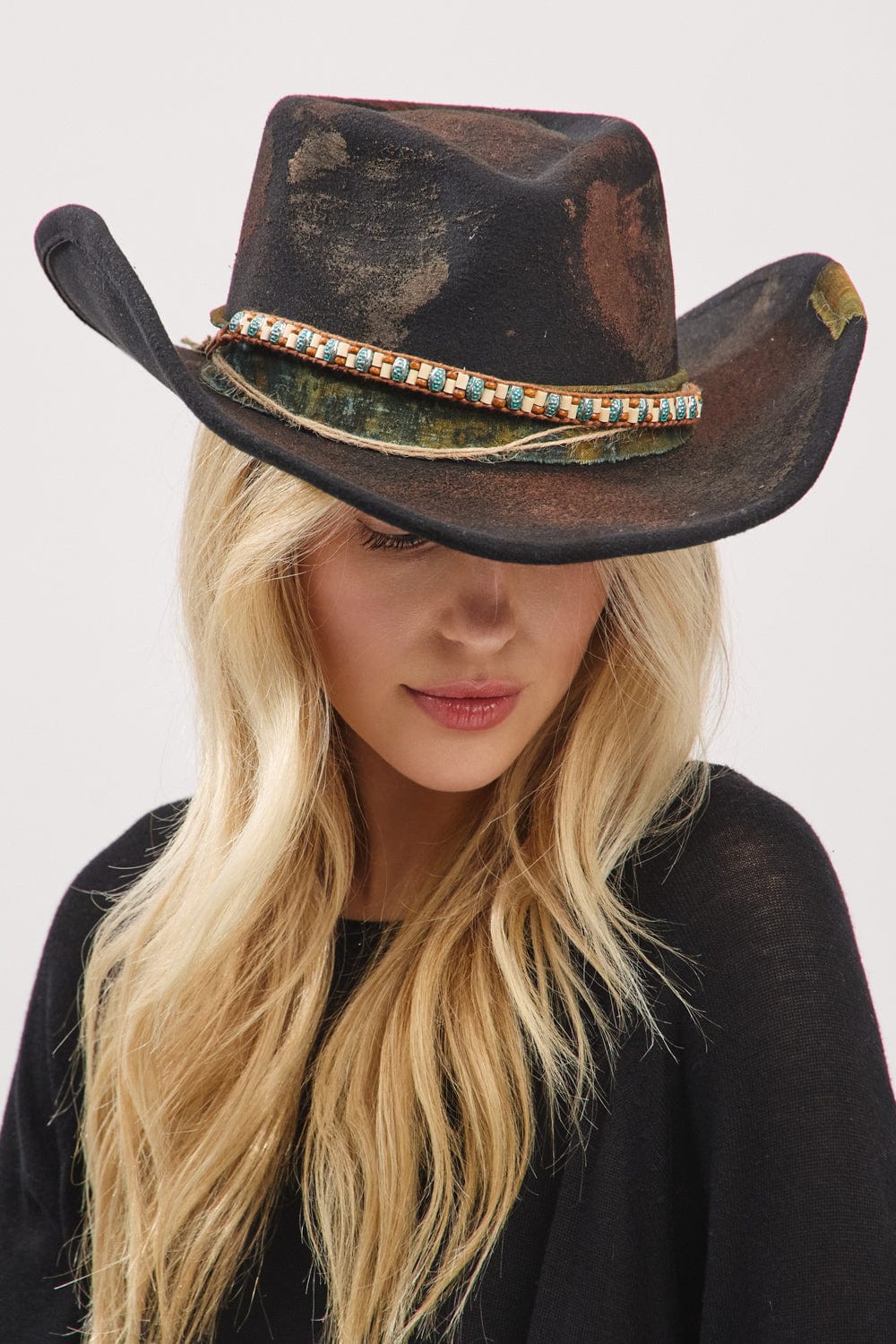 MH0236 Patrice 2 in 1 Rustic Cowgirl/Fedora Hat - MiMi Wholesale