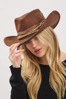 MH0237 Magnolia 2 in 1 Rustic Cowgirl/Fedora Hat - MiMi Wholesale