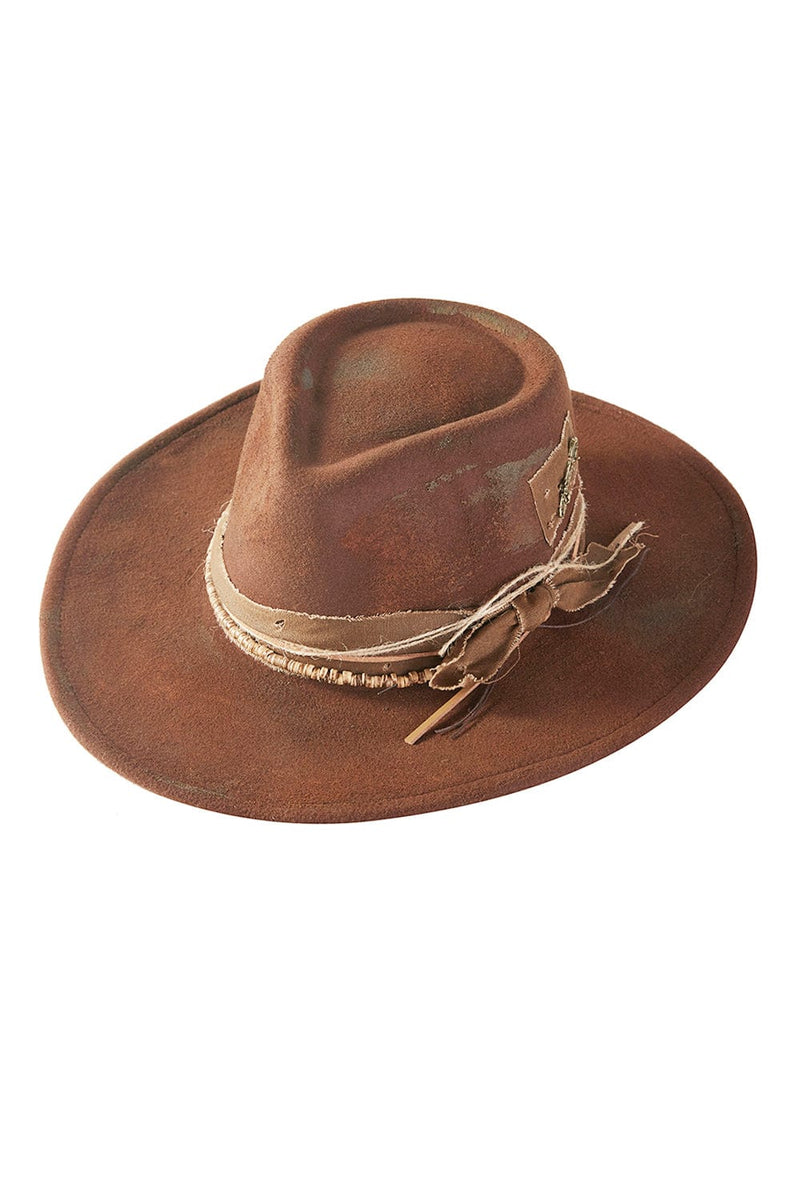 MH0237 Magnolia 2 in 1 Rustic Cowgirl/Fedora Hat - MiMi Wholesale