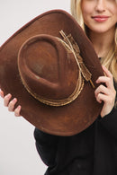 MH0237 Magnolia 2 in 1 Rustic Cowgirl/Fedora Hat - MiMi Wholesale