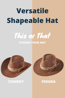MH0237 Magnolia 2 in 1 Rustic Cowgirl/Fedora Hat - MiMi Wholesale