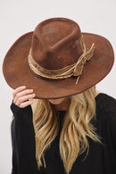 MH0237 Magnolia 2 in 1 Rustic Cowgirl/Fedora Hat - MiMi Wholesale