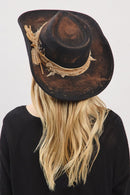 MH0238 Scarlett 2 in 1 Rustic Cowgirl/Fedora Hat - MiMi Wholesale