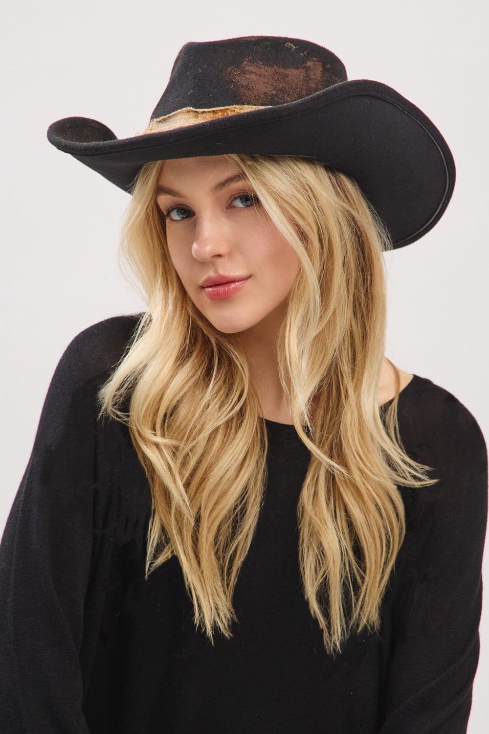 MH0238 Scarlett 2 in 1 Rustic Cowgirl/Fedora Hat - MiMi Wholesale