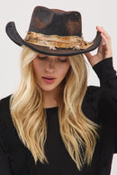 MH0238 Scarlett 2 in 1 Rustic Cowgirl/Fedora Hat - MiMi Wholesale