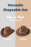 MH0239 Blanche 2 in 1 Rustic Cowgirl/Fedora Hat - MiMi Wholesale