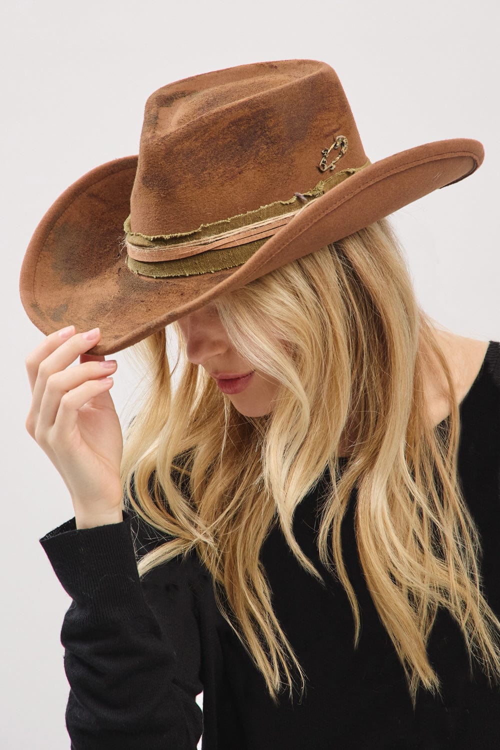 MH0240 Billie 2 in 1 Rustic Cowgirl/Fedora Hat - MiMi Wholesale