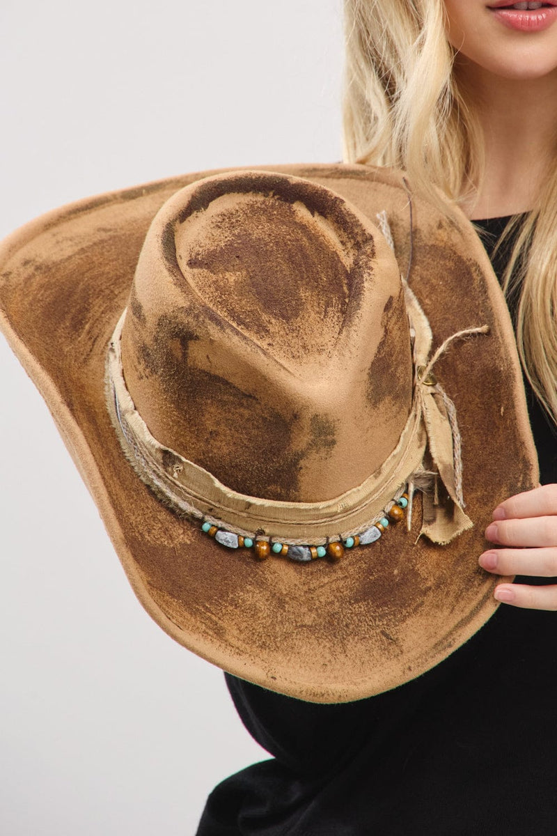 MH0243 Louise 2 in 1 Rustic Cowgirl/Fedora Hat - MiMi Wholesale