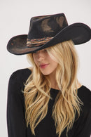 MH0244 Margaret 2 in 1 Rustic Cowgirl/Fedora Hat - MiMi Wholesale