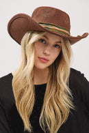 MH0245 Belle 2 in 1 Rustic Cowgirl/Fedora Hat - MiMi Wholesale