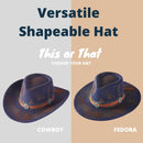MH0246 Claudia Vintage Shapeable Cowboy/Fedora Hat - MiMi Wholesale
