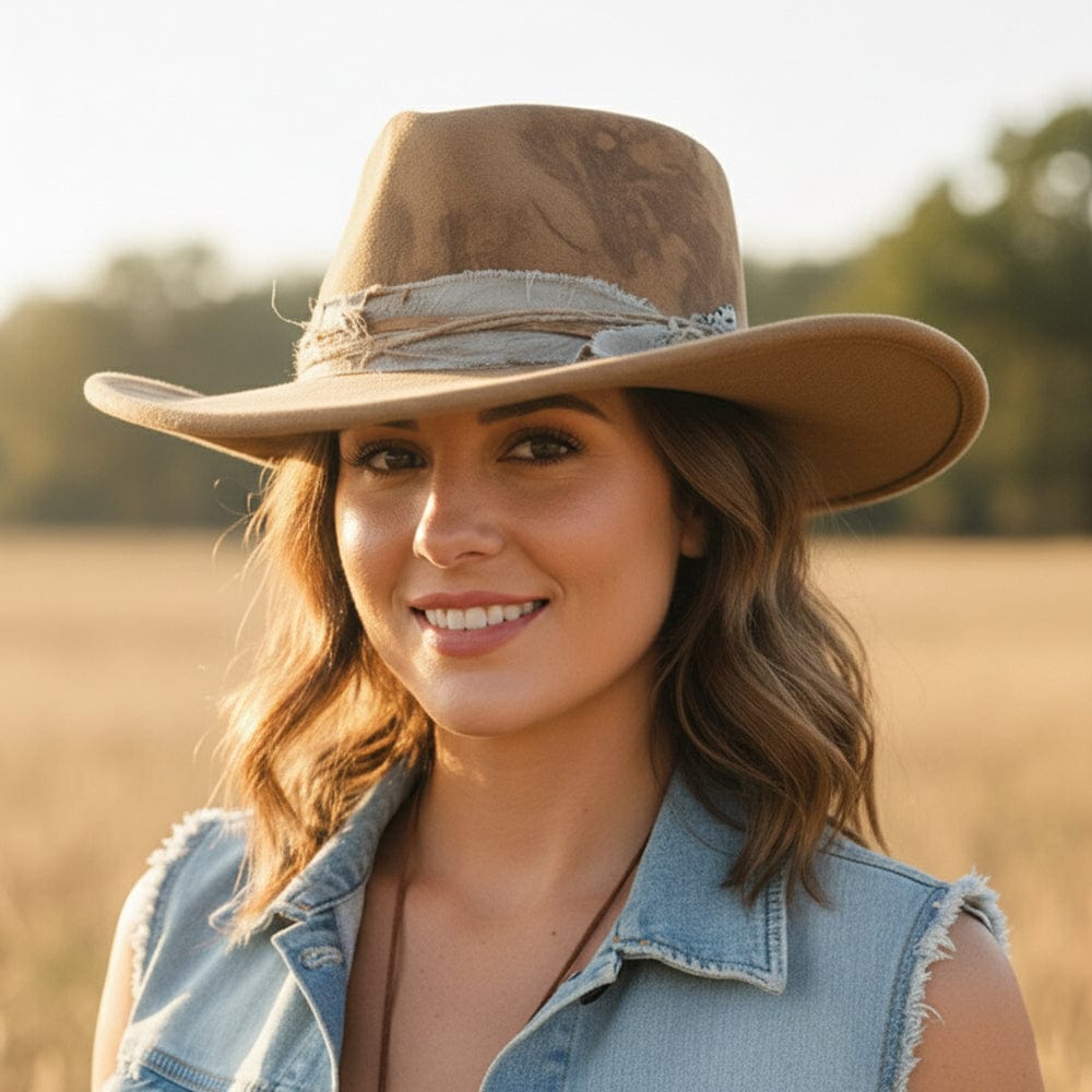 MH0263 Eloise Vintage Shapeable Cowboy/Fedora Hat - MiMi Wholesale