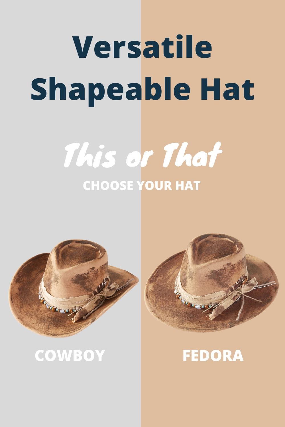 MH0271 Bailey Vintage Shapeable Cowboy/Fedora Hat - MiMi Wholesale