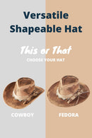 MH0275 Mabel Vintage Shapeable Cowboy/Fedora Hat - MiMi Wholesale