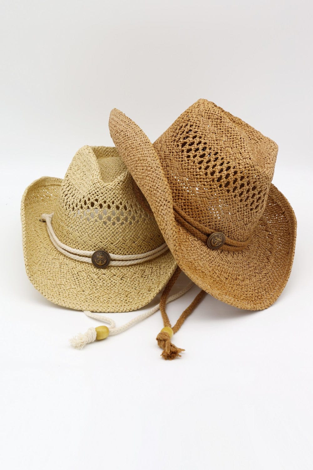 MH0291 Antique Detail Western Straw Cowboy Hat - MiMi Wholesale