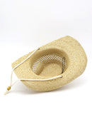 MH0291 Antique Detail Western Straw Cowboy Hat - MiMi Wholesale