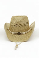 MH0291 Antique Detail Western Straw Cowboy Hat - MiMi Wholesale
