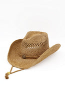 MH0291 Antique Detail Western Straw Cowboy Hat - MiMi Wholesale