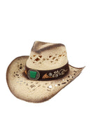 MH0301 Vintage Western Cutout Straw Cowboy Hat - MiMi Wholesale